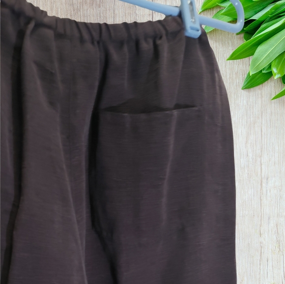 CHICO'S, Wide Cropped Leg, Ankle Pants, M, 8, Brown, 70% Silk 30% Linen - Picture 3 of 7